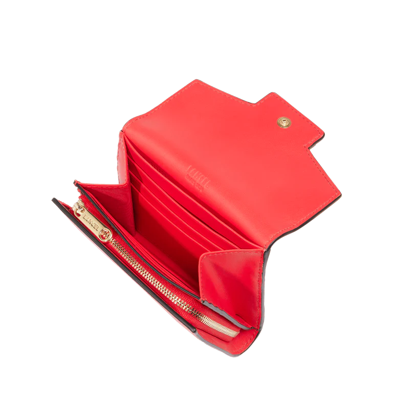 ANGÈLE - Rouge baiser - Portefeuille compact à rabat