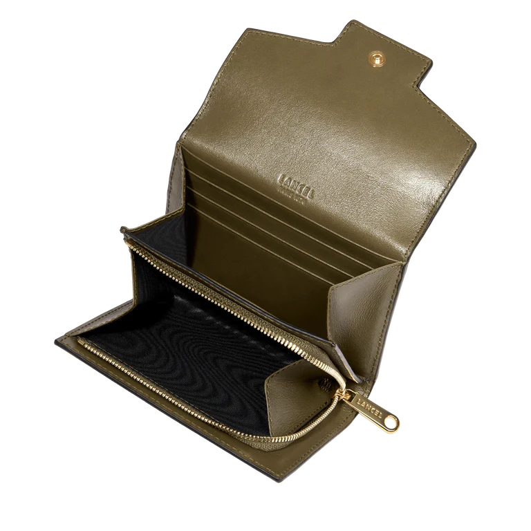 ANGÈLE - Kaki foncé - Portefeuille compact à rabat