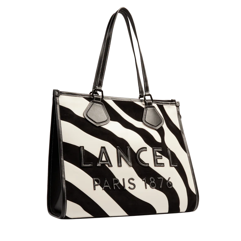 LANCEL TOTE - Noir/Blanc- Cabas zippé L