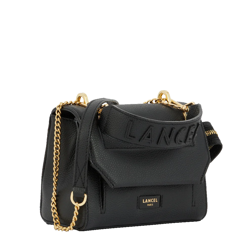 NINON - Noir/Doré - Sac rabat M