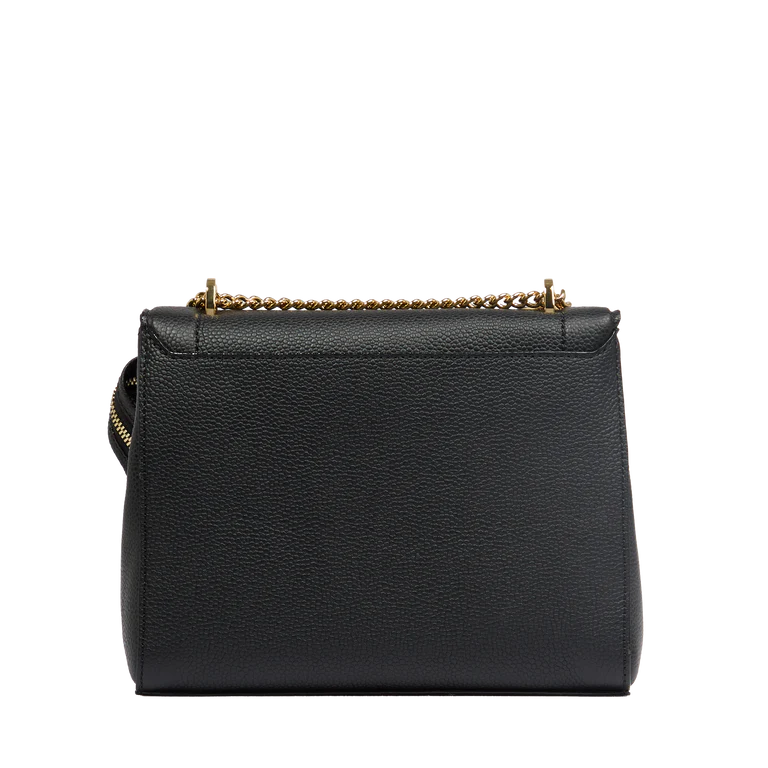 NINON - Noir/Doré - Sac rabat M