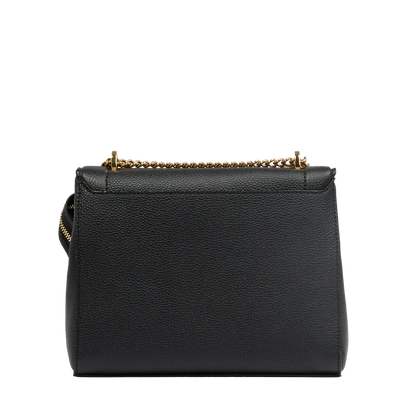 NINON - Noir/Doré - Sac rabat M