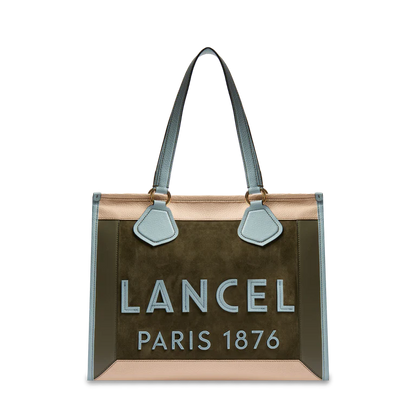 LANCEL TOTE - Multico Kaki foncé - Cabas zippé L