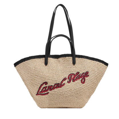 SUMMER MANIA - Naturel/Noir - SAC CABAS L DOUBLE PORTAGE