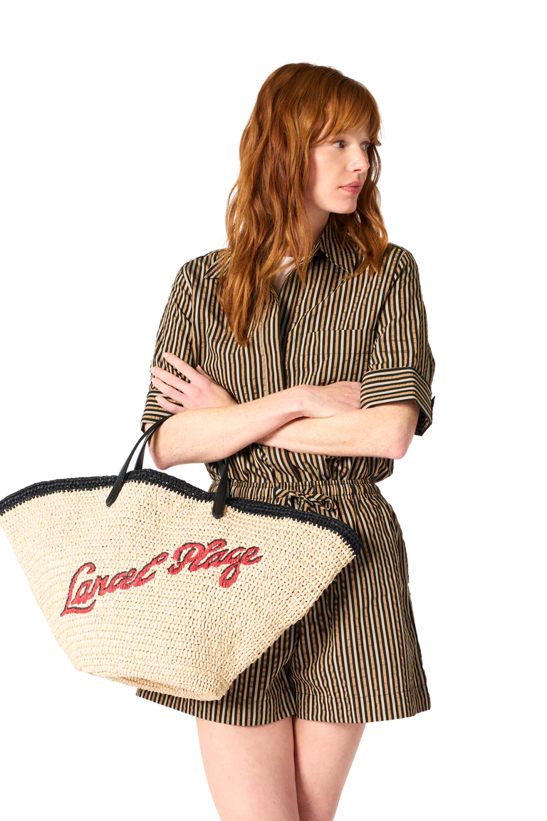 SUMMER MANIA - Naturel/Noir - SAC CABAS L DOUBLE PORTAGE