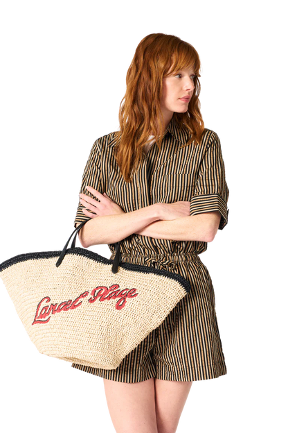 SUMMER MANIA - Naturel/Noir - SAC CABAS L DOUBLE PORTAGE