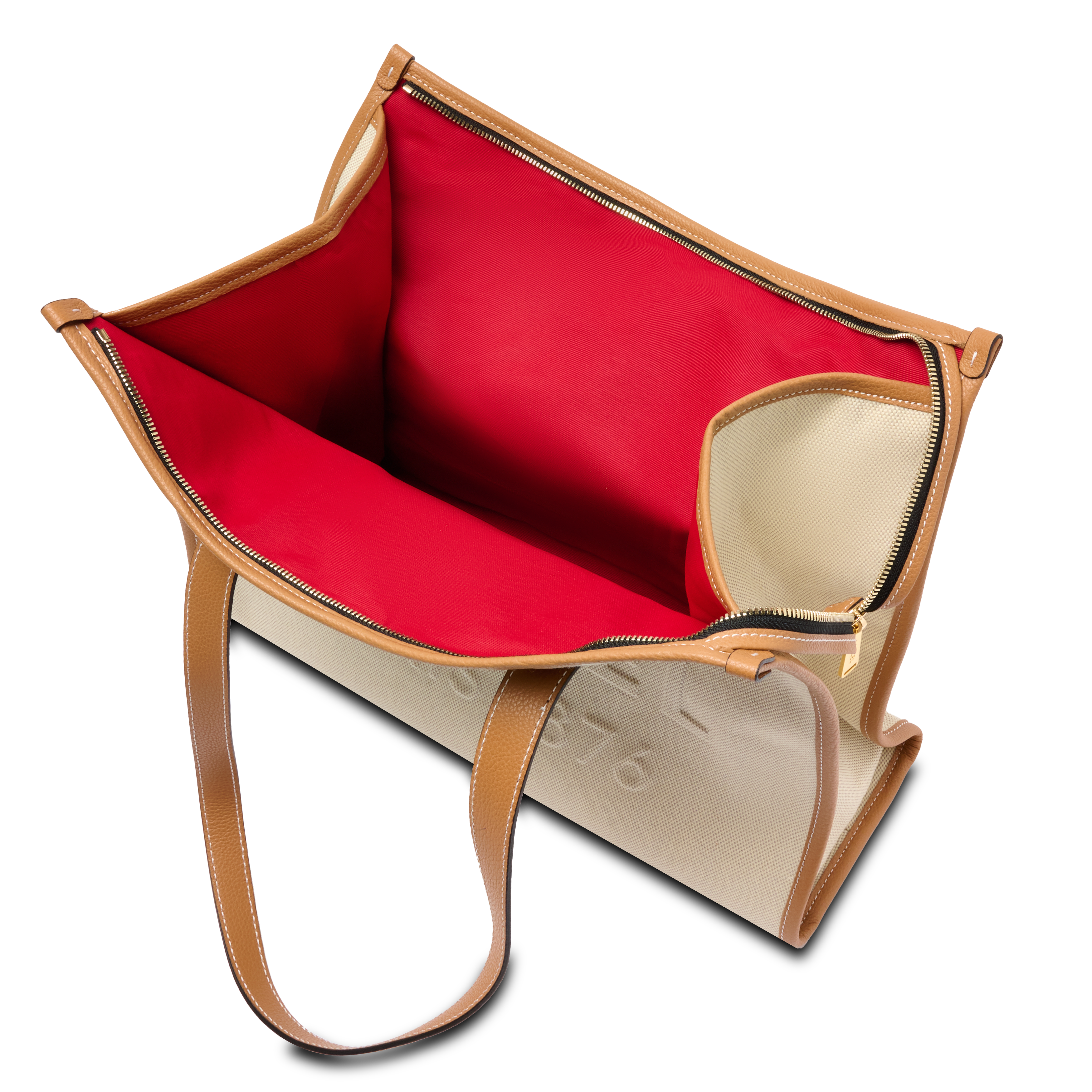 JOUR DE LANCEL - Naturel/Camel -SAC CABAS L ZIP À DOUBLE TRANSPORT